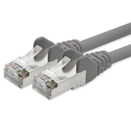 1aTTack.de Netzwerkkabel CAT5e 2x RJ45 Stecker Folien und geflechtgeschirmt SFTP Netzwerk Patch-Kabel 20m grau