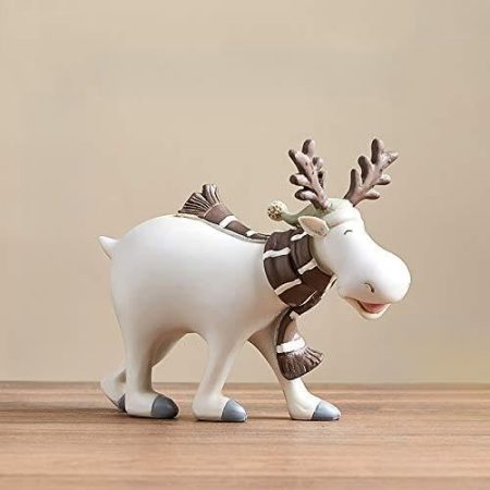 WAOCEO Skulptur-Statue Dekoration Zubehör for Wohnzimmer Deer Figur Tier Figuren Figuren for Innenraum Moderne Tierfigur Moderne Heimtextilien (Color : Light Grey)