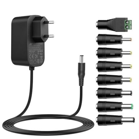 Tonton 12V 3A Universal Netzteil, 12V 1A 2A 3A Netzteil mit 8 DC Steckern für LED-Leiste, Lautsprecher, Router, Scanner, Kamera, DVD Spieler, Externe Mobile Festplatte, LCD Bildschirm, 3000mA Max.