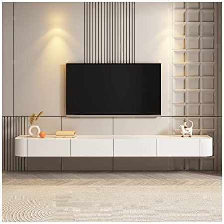 JiangyanBD Schwimmendes TV-Regal, wandmontierter schwimmender TV-Ständer, Medienkonsole, TV-Schrank, Schwebendes Wandregal, für Schlafzimmer, Wohnzimmer, Medienzimmer, Spielzimmer (Farbe: Weiß-A,