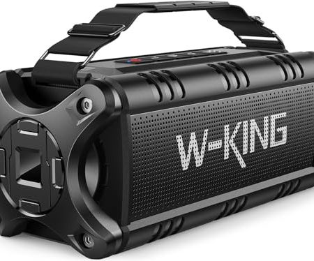 W-KING 90W Max 50W Bluetooth Lautsprecher, Subwoofer, Lauter Deep Bass, Tragbarer Bluetooth Lautsprecher, IPX6 Wasserdicht, Musikbox Boombox, 40H Akku, Powerbank, AUX, EQ, TF, Camping, Strand, Garten