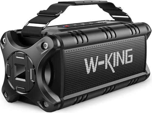 W-KING 90W Max 50W Bluetooth Lautsprecher, Subwoofer, Lauter Deep Bass, Tragbarer Bluetooth Lautsprecher, IPX6 Wasserdicht, Musikbox Boombox, 40H Akku, Powerbank, AUX, EQ, TF, Camping, Strand, Garten