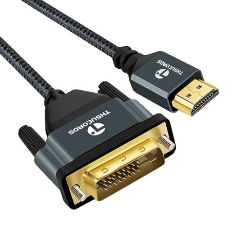Thsucords 4K HDMI auf DVI Kabel 2M, Vergoldetes geflochtenes DVI auf HDMI Kabel Bidirektional kompatibel mit Projektor, Laptop, TV, PC, DVD Player
