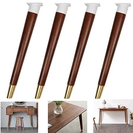 4er Set Massiveholz Möbelbeine Tischbeine,Schräg Konisch Küchentischbeine,Ersatz Esstisch Couchtisch Füße,Computer Schreibtisch Fuß,für Stuhl Bartheke Schreibtisch,mit Eisenhülse (73cm,Walnuss-Farbe)