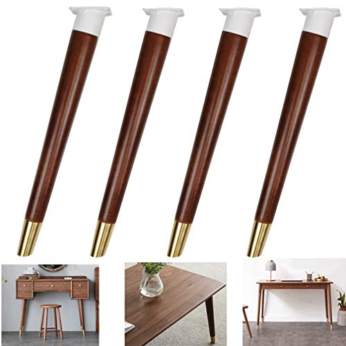 4er Set Massiveholz Möbelbeine Tischbeine,Schräg Konisch Küchentischbeine,Ersatz Esstisch Couchtisch Füße,Computer Schreibtisch Fuß,für Stuhl Bartheke Schreibtisch,mit Eisenhülse (73cm,Walnuss-Farbe)