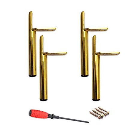 TGDGFKIAS Metall Möbelfüße Moderne Tischbeine, 4-teilige Tischbeine aus Metall, for Betten, Schränke, Stühle, mit Zubehör, rutschfestes Sicherheitsdesign, verschleißfeste Sofabeine(Gold,13cm/5in)