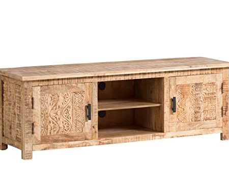 Woodkings® TV-Bank Mumbai Massivholz rustikal TV-Unterschrank Lowboard TV-Möbel mit Türen und Schubkasten Holz Möbel