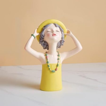 WAOCEO Skulptur-Statue Nette Mädchen Modell Skulptur Wohnkultur Figuren for Innenraum Wohnzimmer Dekoration Zubehör Statue Geschenke for Frauen Moderne Heimtextilien (Color : Yellow)