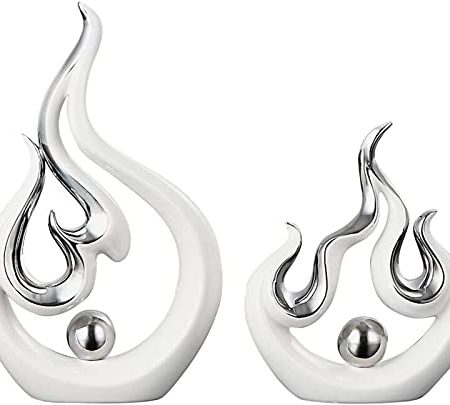 JIAChaoYi Moderne Kreative Weiße Feuerform Keramik Zubehör Home Wohnzimmer Schreibtisch Einrichtung Dekoration Couchtisch Figuren Handwerk