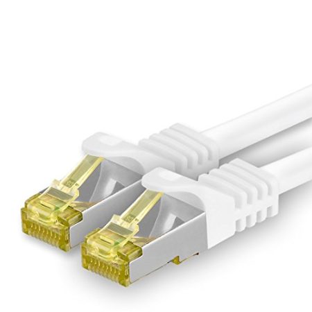 1aTTack.de Cat.7 Netzwerkkabel 3,0 m Weiß 1 Stück Cat7 Ethernetkabel Netzwerk LAN Kabel Rohkabel 10 Gb s SFTP PIMF LSZH Set Patchkabel mit Rj 45 Stecker Cat.6a