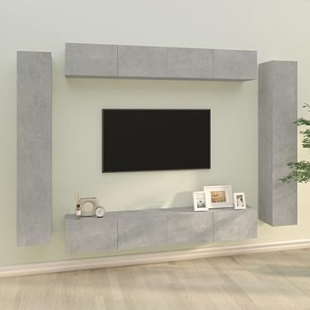 8-TLG. TV-Schrank-Set Betongrau Holzwerkstoff,3114297