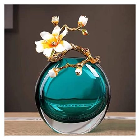 Vasen Neue chinesische Licht Luxus Glasvase Dekoration Glas Wohnzimmer Veranda TV Schrank Weinschrank Dekoration High-End-Zubehör Vase/Blumenvase (Size : S)