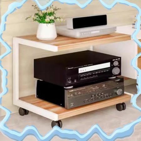 ILOOXI Audio Rack HiFi Regal, Audio-Video-Medienständer 2 3 Etagen HiFi-Rack AV-Regal, HiFi-Audioschrank, Audio-Rack-Schrank, Für Verstärker/Player/TV-Zubehör(White,2 Tier-50x40x45cm)