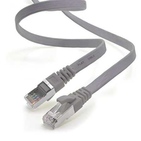 1aTTack.de 5m - grau - 1 Stück CAT.7 Gigabit Ethernet LAN Flachband Flachbandkabel (RJ45) Netzwerkkabel Rohkabel (10Gbit/s) Verlegekabel Flach Slim kompatibel zu Cat.5 - Cat.5e - Cat.6