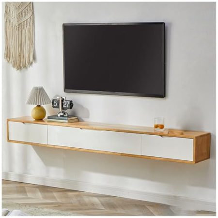 ASKLFNEI Schwebender TV-Ständer, An Der Wand Befestigte Unterhaltungs-Center-TV-Medienkonsole, Schwebender TV-Schrank Große Speicher-TV-Bank Für Wohnzimmer(C,180cm)