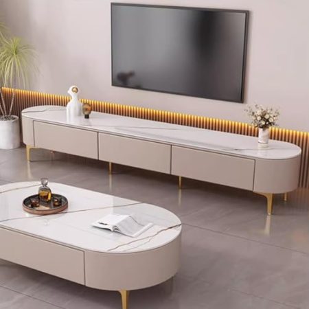 HARELA TV-Schrank, TV Lowboard Mit Mit 3 Schubladen, Moderner Fernsehtisch Mit Stauraum, Fernsehschrank Für Das Wohnzimmer, Sideboard Möbel Für Wohnzimmer(White 1)