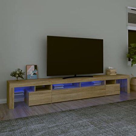 XGWKCNV Entertainment Centers & TV StandsTV Schrank mit LED-Leuchten Sonoma Eiche 260x36,5x40cm
