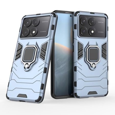 YBROY Hülle für Xiaomi Poco X6 Pro 5G, Soft TPU + Hard PC, Ganzkörper Robuste Stoßfeste Schutzhülle, Standfunktion, Handyhülle Cover Case für Xiaomi Poco X6 Pro 5G.(Blau)
