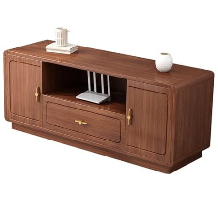 Fernsehtisch Holz Massiv Chinesischer Stil TV-Schranklänge 120 cm/140 cm Wohnzimmer Möbel, Dicke Der Rückwand 1,7 cm, Moderner TV-Schrank für Wohnzimmer, Schlafzimmer(Walnut,120 * 40 * 65cm)