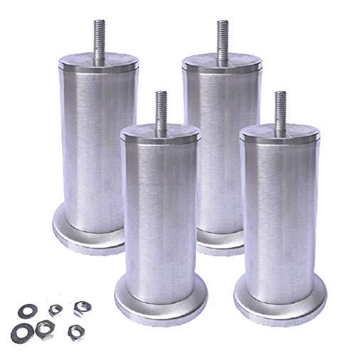 IUokLU M8 Metallmöbelbeine, Edelstahl, Sofafüße, Tischstützbeine, Ersatzfüße für TV-Schrank, Couchtisch, Couch, Glastisch, Hardware-Zubehör, mit Mutter, 4 Stück/28 cm/11 Zoll