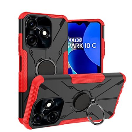 YBROY Hülle für Tecno Spark Go 2023, Soft TPU + Hard PC, Ganzkörper Robuste Stoßfeste Schutzhülle, Standfunktion, Handyhülle Cover Case für Tecno Spark Go 2023.(Rot)