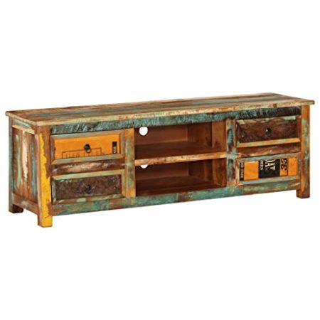 ZQQLVOO TV-Schrank Vintage Handarbeit Kommode TV-Schränke Sideboard Fernsehschrank Fernsehtisch Kaffeetisch Altholz 4 Schubladen