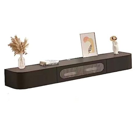 TV Lowboard TV Schrank aus Holz, TV Board Hängend mit 2 Schubladen, Kabellöcher, Lowboard Hängend Hängeschrank Wandschrank Wohnwand für Wohnzimmer Schlafenzimmer Büro (140 × 20 ×24CM)