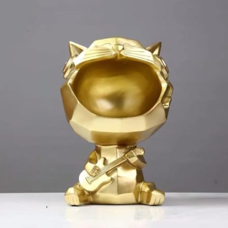 xuejuanshop Katze Statue Skulptur Home Decoration Zubehör Mode Aufbewahrungsbox Wohnkultur Ornament Hochzeit Party Figur (Type : Golden)