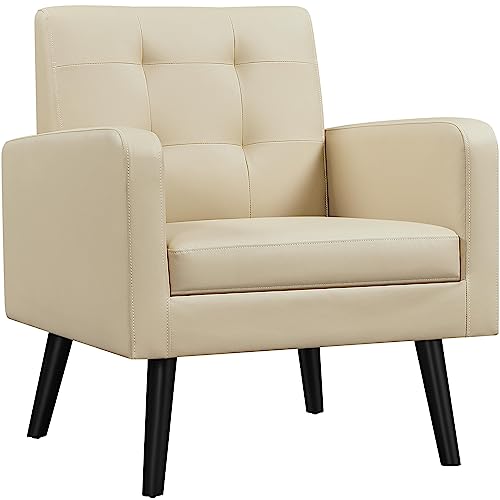 Yaheetech Ohrensessel mit bequemer Rückenlehne Polstersessel bis 136 kg belastbar Fernsehsessel fürs Wohnzimmer/Schlafzimmer Sessel Beige