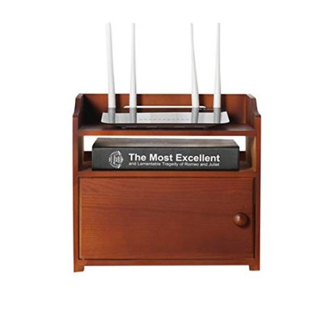 Generic TV-Decken-Wandhalterungen Wandhalterung Aufbewahrungsbox Wohnzimmer Multimedia-Zubehör Set-Top-Box-Regal Pine ThreeLayer Box, 4 Colors Functional Storage Shelf (Color : Brown Red)
