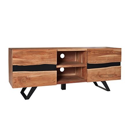 Invicta Interior Massives TV Board Amazonas 160cm Akazie Metall schwarz Massivholz Fernsehschrank Wohnzimmerschrank TV-Schrank