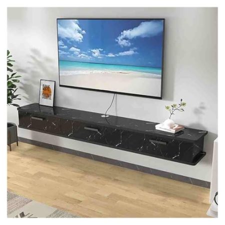 Generisch Schwebender TV-Ständer mit 2 Schubladen, Wandmontage, TV-Regal, Medienkonsole, Schwebende TV-Konsole mit Schränken für Schlafzimmer und Wohnzimmer (A, 180 cm)