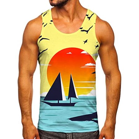 FASLOLSDP Sport Tank Top Herren, Atmungsaktiv Leicht Tv Drucken MäNner Sport Shirt Schrumpft Nicht Verblasst Nicht Tops Komfortables Hochwertige Unterhemden Quick Dry Hautfreundlich Running Vest
