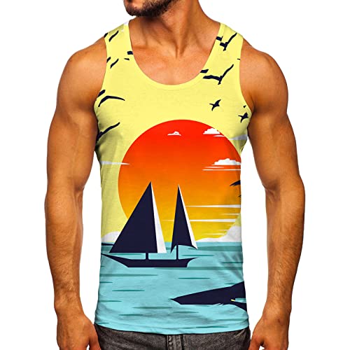FASLOLSDP Sport Tank Top Herren, Atmungsaktiv Leicht Tv Drucken MäNner Sport Shirt Schrumpft Nicht Verblasst Nicht Tops Komfortables Hochwertige Unterhemden Quick Dry Hautfreundlich Running Vest