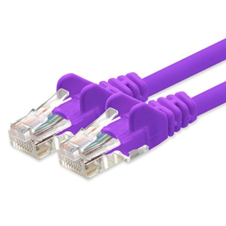 1aTTack.de Netzwerkkabel CAT5e 2x RJ45 Stecker UTP Netzwerk Patch-Kabel 30m violett
