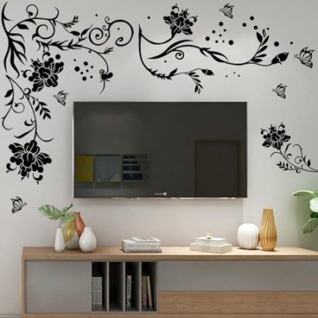 Wandaufkleber mit Blumenranken, für TV-/Sofa-Hintergrund
