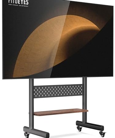 FITUEYES TV Ständer Rollbar Fernsehständer mit Rollen TV Rollwagen höhenverstellbar für 40-85 Zoll Fernseher Max 60KG VESA 600x400 mm