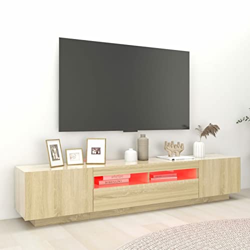 TV-Schrank mit LED-Leuchten, weiß glänzendes TV-Möbel, LED-TV-Möbel, moderner TV-Ständer, weiß glänzendes TV-Möbel, Entertainment-Center, offene Lagerregale für das Wohnzimmer, Schwarz 260 x