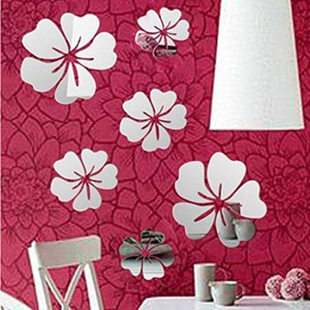 Topker 5pcs 3D Flowers Wand-Aufkleber-Fernsehhintergrund-Dekoration DIY Spiegel-Wand-Aufkleber