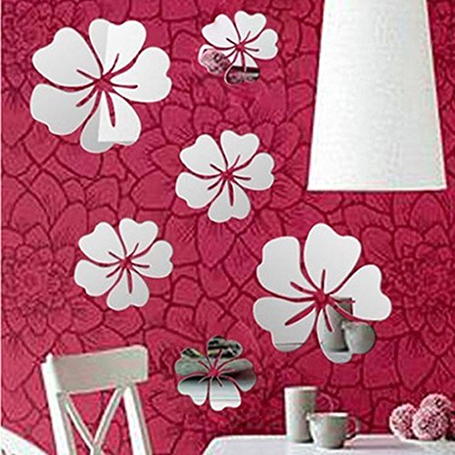 Topker 5pcs 3D Flowers Wand-Aufkleber-Fernsehhintergrund-Dekoration DIY Spiegel-Wand-Aufkleber