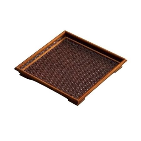 XAoSCd Cafeteria-Tablett, Massivholz, Rattan, Teetablett, Teetablett, Teezeremonie-Zubehör, Untersetzer, Trockene Teekanne, Serviertablett, Teetablett, Serviertabletts,One Color-A