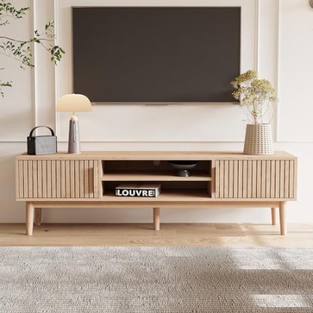 Aufbewahrungskommode aus Rattan, multifunktionaler Aufbewahrungsschrank und Schubladen, Sideboard mit verstellbarem Regal, Füße aus Massivholz, MDF, Boho-Stil (TV-Schrank)
