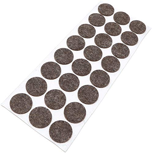 Adsamm® / 24 x Wollfilz-Möbelgleiter | ø 28 mm/Melange-Braun Natur/Rund / 3 mm Starke Selbstklebende weiche Filzgleiter aus Naturfilz