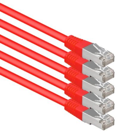 1m rot - 5 Stück Cat.6 Patchkabel Netzwerkkabel CAT6 S-FTP Gigabit LAN PIMF CAT 6 Kupfer CU Halogenfrei Internet DSL Spielkonsole Smart TV