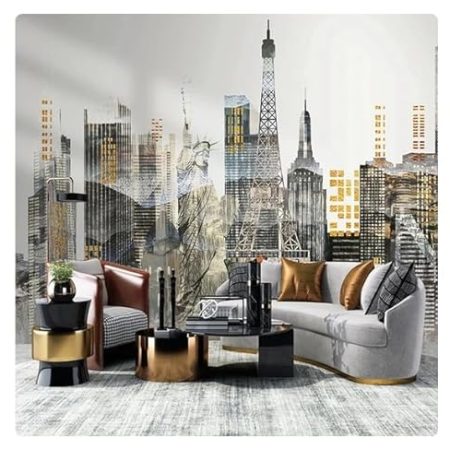 vsdhlsidgl 3D-Tapete, umweltfreundlich, Stadtgebäude, Architektur-Muster, Heimdekoration, Malerei, Schlafzimmer, TV-Hintergrund, Wandbild, Zubehör * 400 cm x 280 cm (157,4 x 110,2 Zoll)