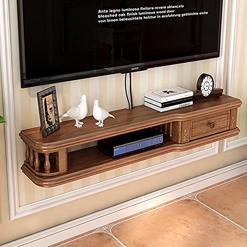 Vendics Wandhängender Tv-Schrank, Massivholz-Wand-Medienzentrum, Schwimmende Unterhaltungseinheit Kleine Wohnung Für Wohnzimmer Schlafzimmer Set-Top Box Rack/C/140Cm