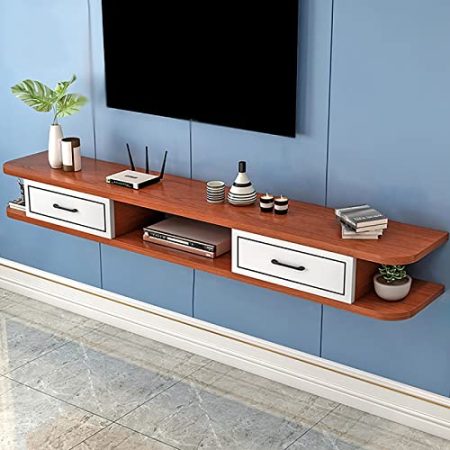 WANGPP Wandmontierter Schwimmender TV-Ständer/TV-Schrank,Wandhängender TV-Ständer,Wandregal,Mit Schublade Und Aufbewahrungseinheit Audio-/Videokonsole Multimedia-Konsole Spielkonsole Kabelbox Router