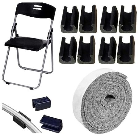 24 Stück Kunststoff Klemmschalengleiter Mit Filzauflage Stuhlgleiter Für Freischwinger Stuhlgleiter Bodenschongleiter Silencer Möbelgleiter Für Runde Rohre (10mm,Schwarz)