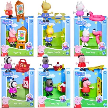 Hasbro Peppa Pig bewegliche Figur und Zubehör-Set, 7,6 cm, 8 cm, Set mit allen 6 Figuren