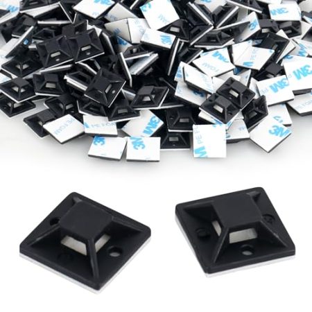 XTDMJ Klebesockel für Kabelbinder, 300 Stück 20 * 20mm Kabelbinder Halter Selbstklebend, Kabelbinder Klebesockel für Verwaltung aller Arten von Kabeln(Schwarz)